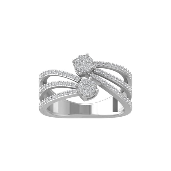 ARAIYA FINE JEWELRY 10K White Gold Round Cluster Diamond Engagement Ring (3/8 cttw, I-J Color, I2-I3 Clarity), Size 6