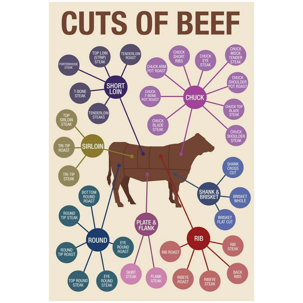 Cuts of Beef Poster - 13x19 - Walmart.com - Walmart.com