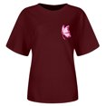 thumbnail image 4 of Razzly Women's T Shirts For Awareness International Cancer Month Printed Top For Women Stylish And Supportive Graphic Tee Tops for Women Casual Summer T Shirts Women Large Dry Tech Shirts(Wine,XL), 4 of 5
