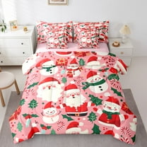 Castle Fairy Santa Claus 7-Piece Twin Bedding Sets for Children,Cartoon Snowman Bedding Comforter Set,Happy New Year Breathable Sheet Sets,Lightweight Room Decor