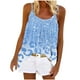 thumbnail image 2 of Puntoco Blusas de cuello cuadrado para mujer, blusas casuales sin mangas con estampado de moda, blusas con pliegues, blusas camisolas de cuello redondo, 2 of 5