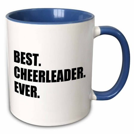 3dRose Best Cheerleader Ever - text - greatest head or team cheerleading girl - Two Tone Blue Mug,