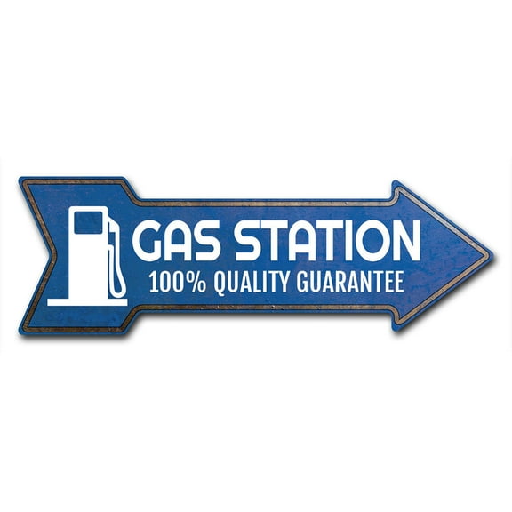 Gas Station Arrow Sign | Indoor/Outdoor | Direction Arrow Sign Funny Home Décor for Garages, Living Rooms, Bedroom, Offices | SignMission personalized gift | 36" Wide