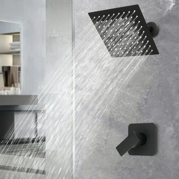 Miumaeov 8inch Shower Faucet Set Bathroom Rain Shower System Shower Trim Kit with Valve 201 Stainless Steel