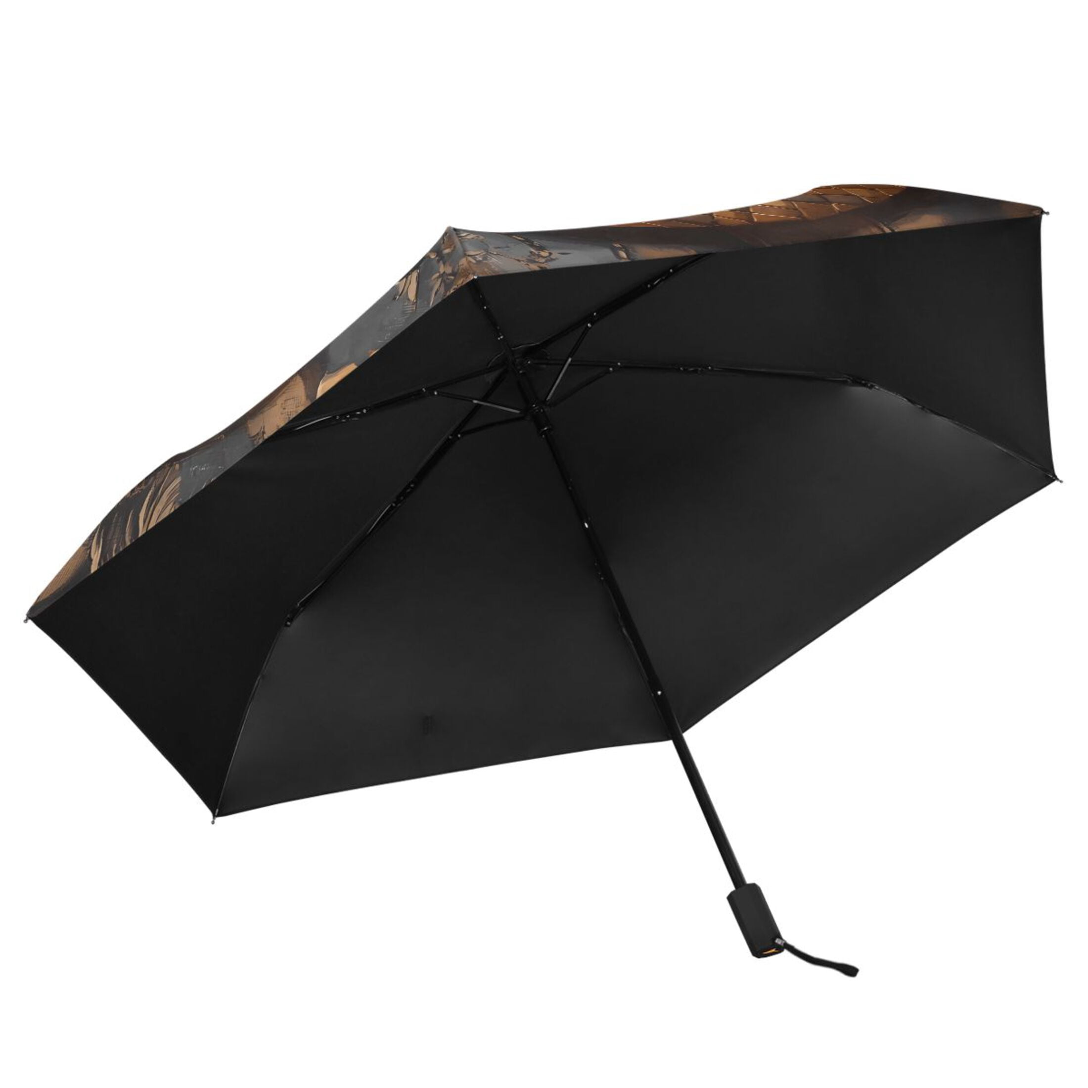 Golden Snake and Rose Compact Sun Umbrella Windproof Travel Umbrellas for Rain Strong Portable UV Protection