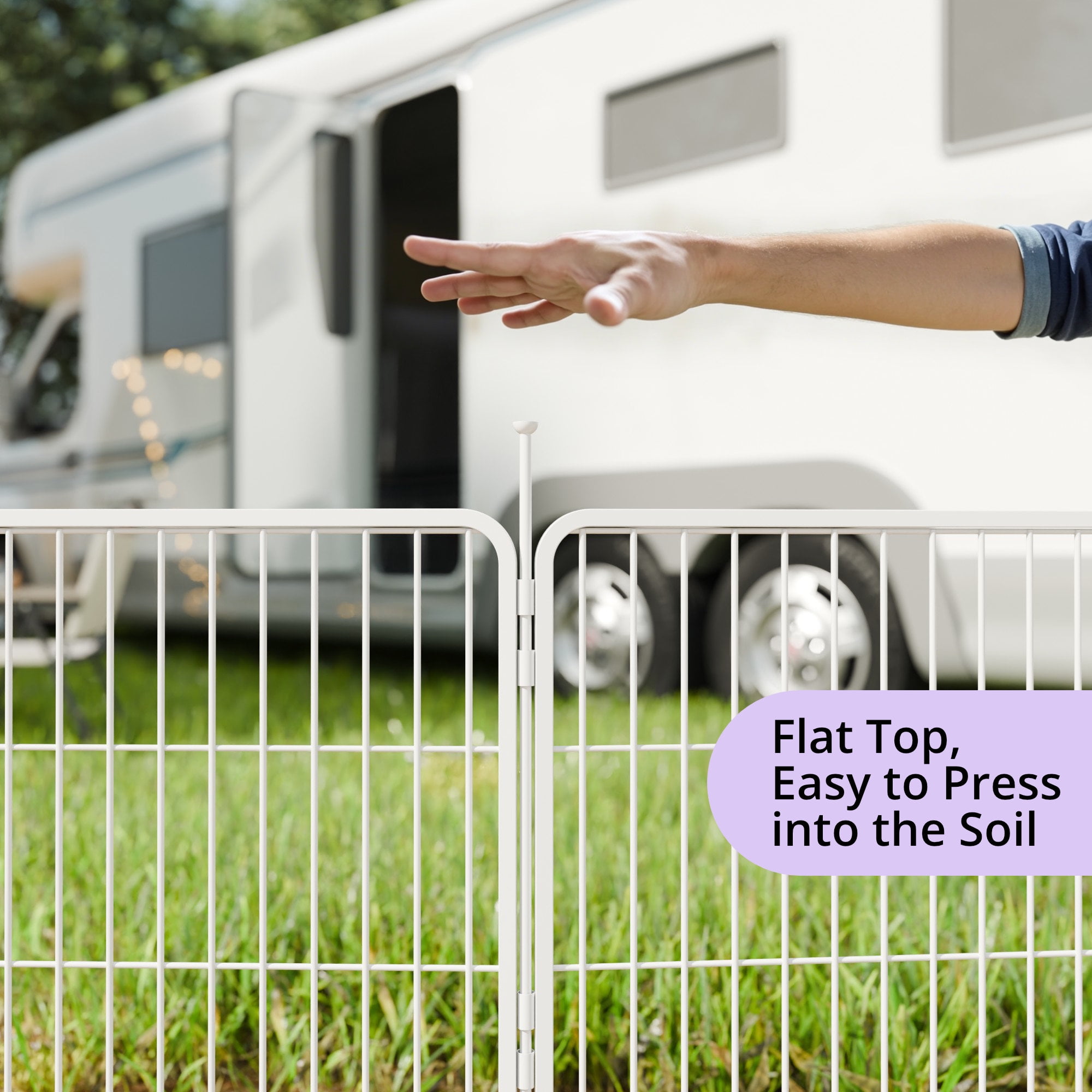 SunsGrove Dog Playpen with Wider Door, Heavy Duty Anti-Rust Pet Pen for Indoor, Courtyard, RV Camping for Medium Dogs,32'' 8 Panels,White