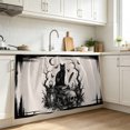 thumbnail image 3 of Halloween Cabinet Curtain 28"W x 51"L, Rustic Horror Skeleton Cats Buttterfly Skull Black Dust-Proof Privacy Curtain for Closet Shelves Self Adhesive, Sink Skirt for Bathroom Vanity Kitchen Laundry, 3 of 9