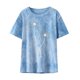 thumbnail image 3 of Gibobby Camisetas Mujer Baratas Manga Corta Mujeres Casual Tie Dye Impresión manga corta Tops Blusa Cuello redondo Casual Tee Túnica Camisas(Azul claro,CH), 3 of 4