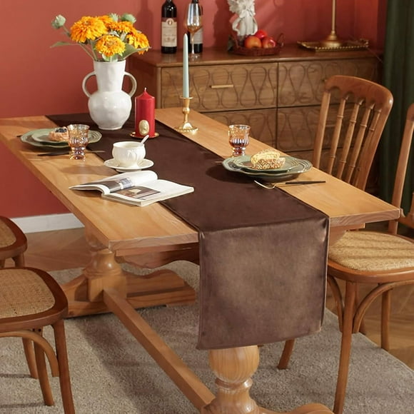 YQHWQ Inch velvet simple cotton restaurant kitchen decoration brown bedside table flag brown 48 inches 13 short table flag cm 2 inches velvet simple cotton restaurant kitchen decoration