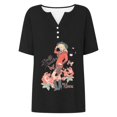 thumbnail image 2 of VNKIDY Womens Vintage Dolly Shirt Short Sleeve V Neck Country Legend Parton Memorial Graphic Tees Casual Country Music Festivals Loose Fit Fall Tops For Women,Size M, 2 of 7