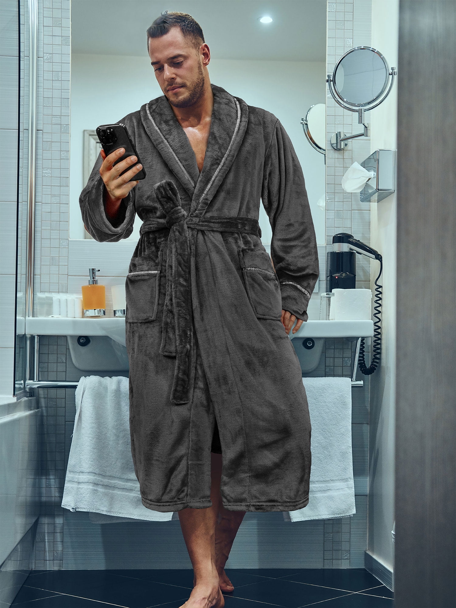 PAVILIA Peignoir pour Hommes, Peignoir Doux pour Hommes, Peignoir