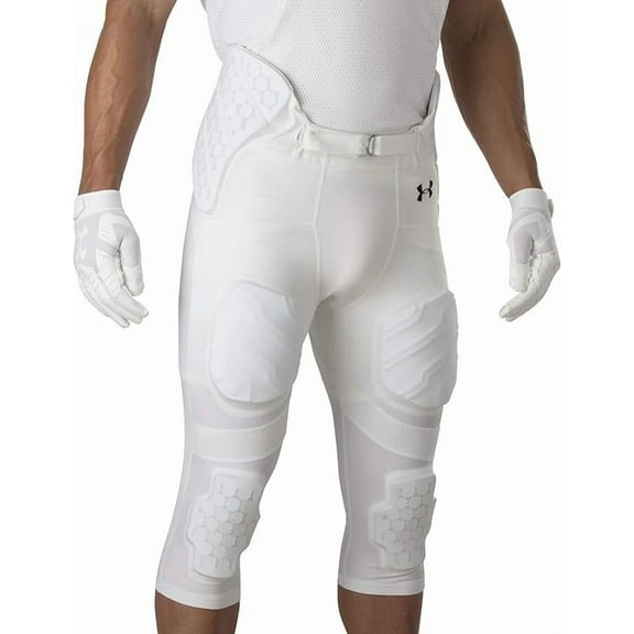Under Armour UA900 Adult Integrated Football Pants with Built-in HEX Padding, Size Medium – White