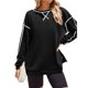thumbnail image 2 of Sudaderas de Mujer de Larga, Cuello Redondo, Estilo Pullover, Ideales para Otoño e Invierno. con Cremallera Lateral, Perfectas para Salir. Negro L, 2 of 10