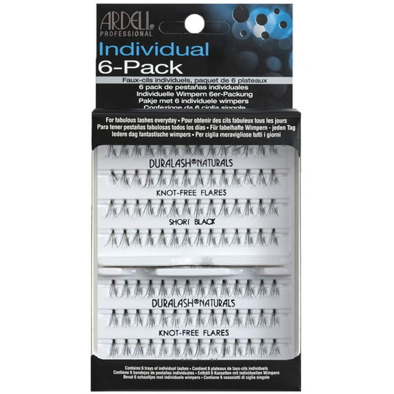Ardell False Eyelashes Knot-Free Individuals Short Black, 6-Pack (Contains 6 Packs Of Lash Trays With 56 Individual Lashes Each)