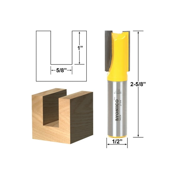 Yonico Straight/Dado Router Bit - 5/8"W x 1"H - 1/2" Shank - 14954