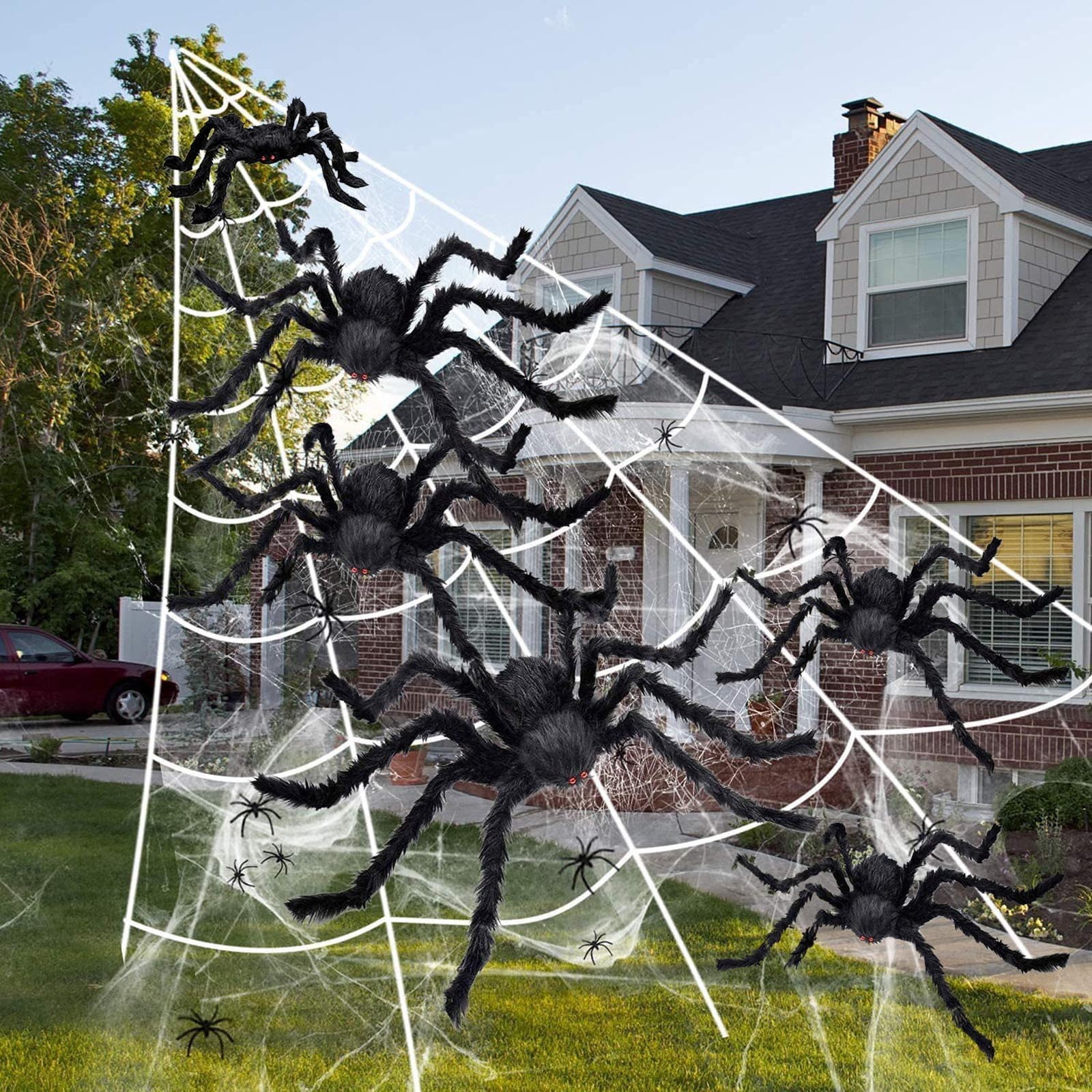 Halloween Spider Decorations (6 Pack) - Extra Large Realistic Scary Spiders for Yard, Porch & Indoor Haunted House Displays