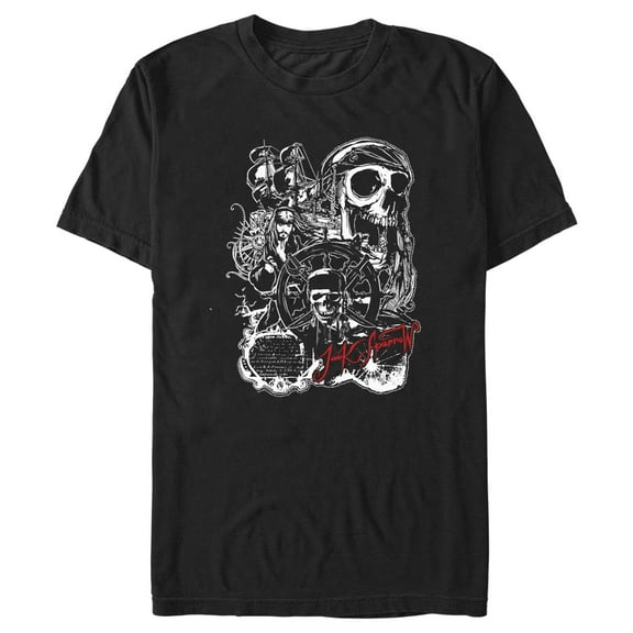 Men's Pirates of the Caribbean: Curse of the Black Pearl Jack Sparrow Icons Graphic Tee Black 3X Large