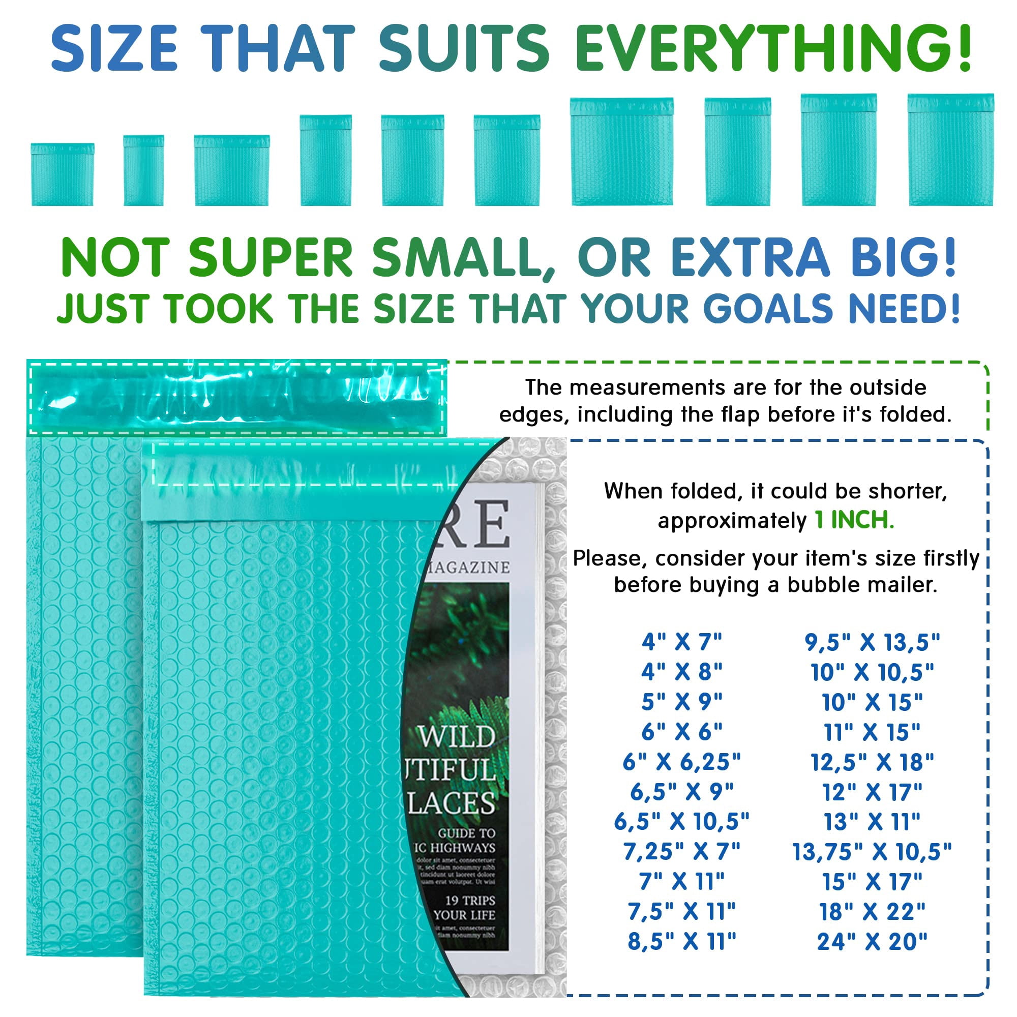 Teal Poly Bubble Mailers Self Seal, 5 x 9 Inch. 25 Pack Bubble Packaging Envelopes for Shipping. Durable Sealed Mailing Envelopes Bubble Padded. Waterproof Bubble Bags for Shipping