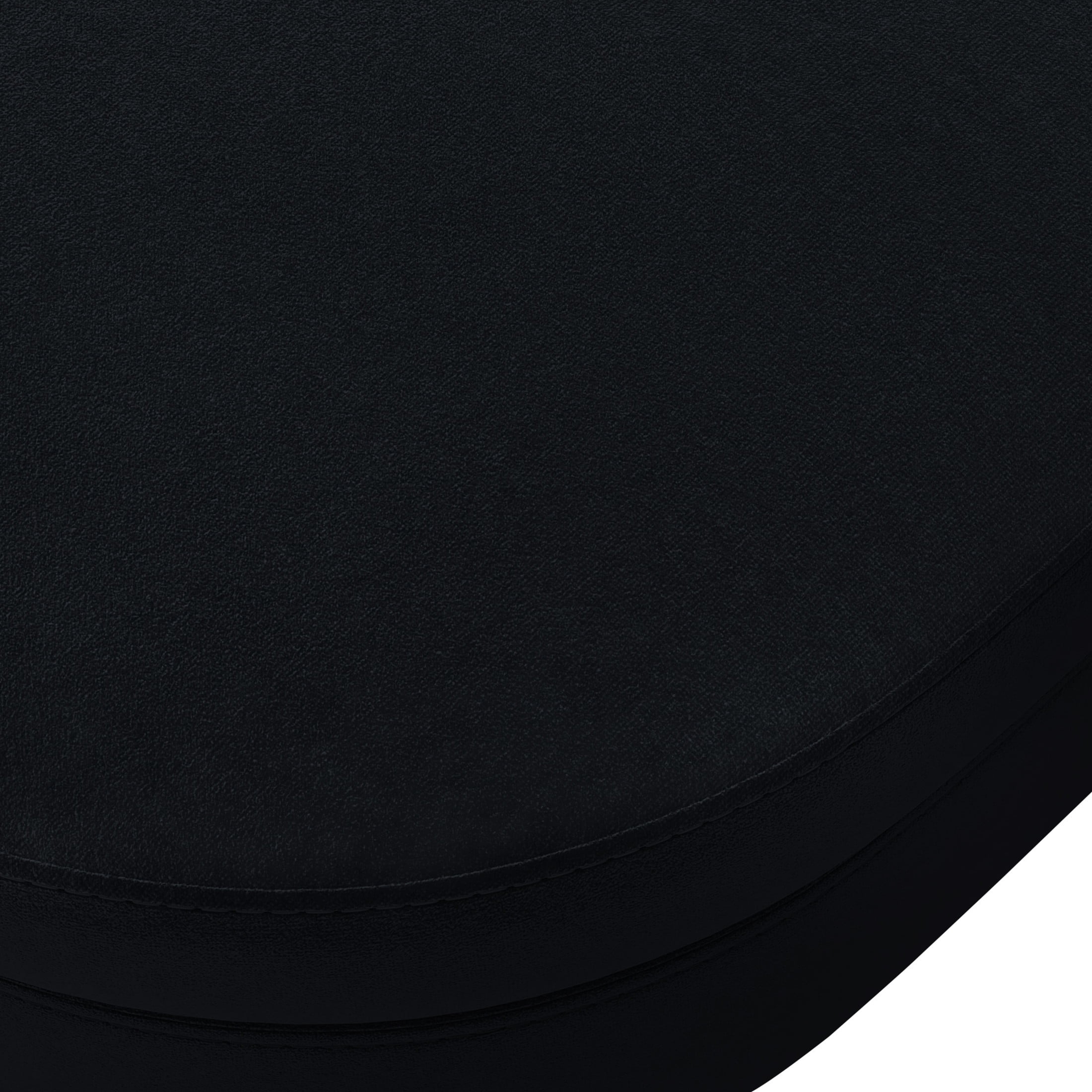 Noble House Dyani 43" Oval Flannel Storage Ottoman Bench, Upholstered Footrest with Metal Legs, Black