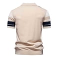 thumbnail image 4 of Polo Shirts Men Striped Polo Shirt Collar Casual Fashion Short Sleeve Top Men's Button Down Shirts Beige XXL, 4 of 7