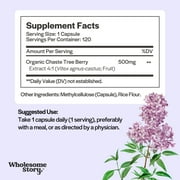 Wholesome Story Vitex Chasteberry Supplement for Women, Hormone Balance & Fertility Support, 120 Ct