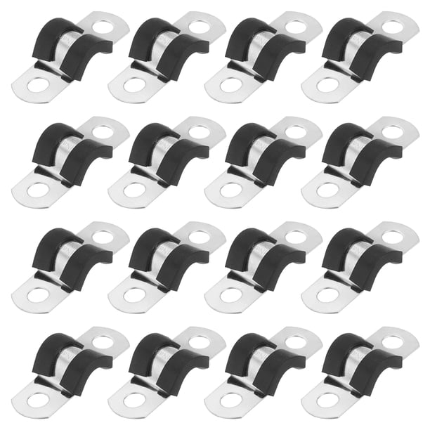 Uxcell 16Pack 6mm Abrazaderas de Cable, Abrazadera de Estribo U de Acero Inoxidable con Almohadilla de Caucho