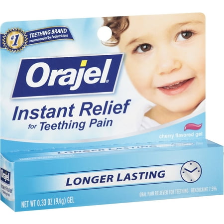 Orajel Baby Teething Pain Medicine, Gel, Cherry Flavor, .33 OZ (Pack of 6)