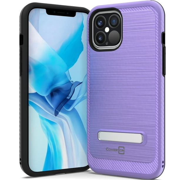 Coveron Apple Iphone 12 Pro Max Case 6 7 Slim Metal Kickstand Rugged Dual Layer Cover Purple Walmart Com Walmart Com