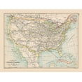 thumbnail image 2 of Unknown 14x12 Gold Ornate Wood Framed with Double Matting Museum Art Print Titled - Railway Map of United States - Bartholomew 1892, 2 of 4