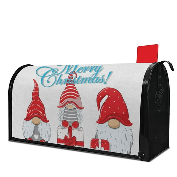 Meery Noël Joyeuses Fêtes Hiver Gnome Rouge Housses de Boîte aux Lettres Hiver Jardin Housses de Boîte aux Lettres Taille 21X25.5 Pouces Couverture de Boîte aux Lettres Couverture de Boîte aux Lettres pour Décoration de Jardin Cour