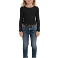 thumbnail image 4 of UngA Girls Long Sleeve Shirts Kids Crewneck Slim Fit Tops Solid Color Casual Tee Shirt (Black,9-10 Years), 4 of 7