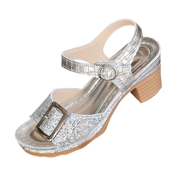 Hopeusnice Sandals for Women Soft Non-Slip PU Materials Summer And Fall Shoes Peep-Toe Sandals Wedge Heel Breathable Women's Sandals Trendy Vacation Shoes Silver 38