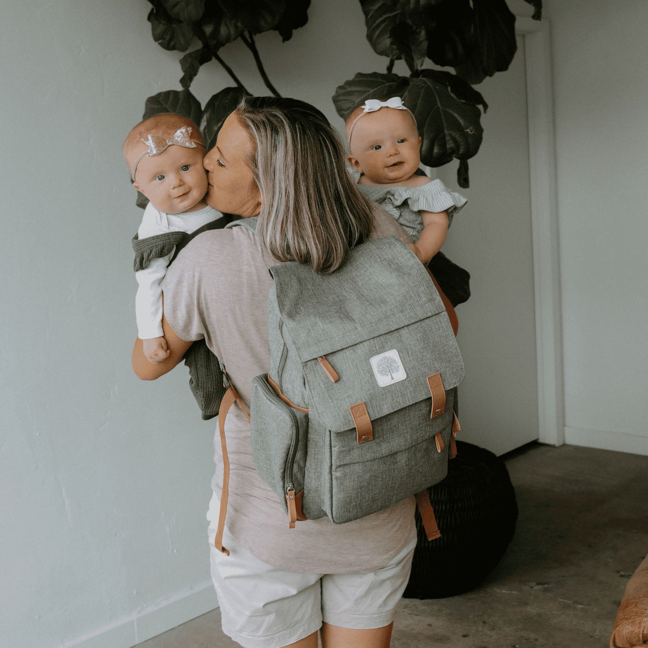 Parker Baby Co. Diaper Backpack with Changing Pad, Insulated Pockets & Stroller Straps, Gray