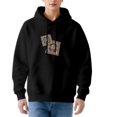 thumbnail image 1 of Women's Long Sleeve Hoodie Pullover with Pockets - Black with Colorful Geometric Pattern & Symmetrical Design Relaxed Fit, 1 of 7
