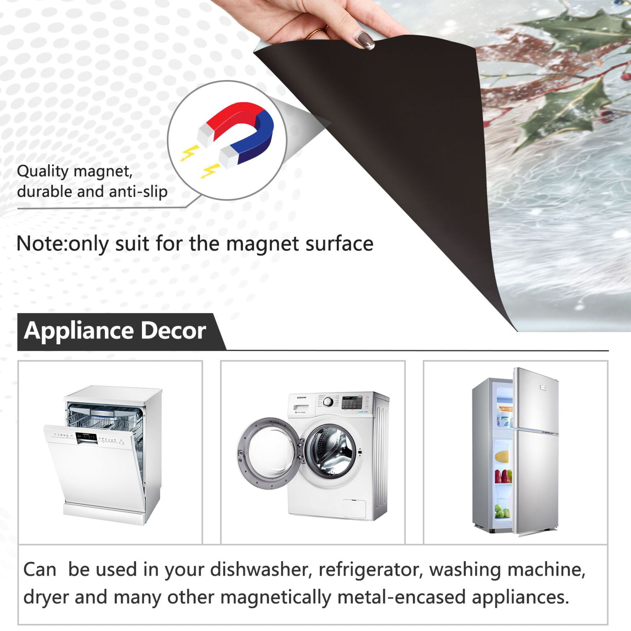 Dishwasher Magnetic Refrigerator Magnet Cover Sticker Home Decorative 23"x26" Cute Kawaii Fox Pattern