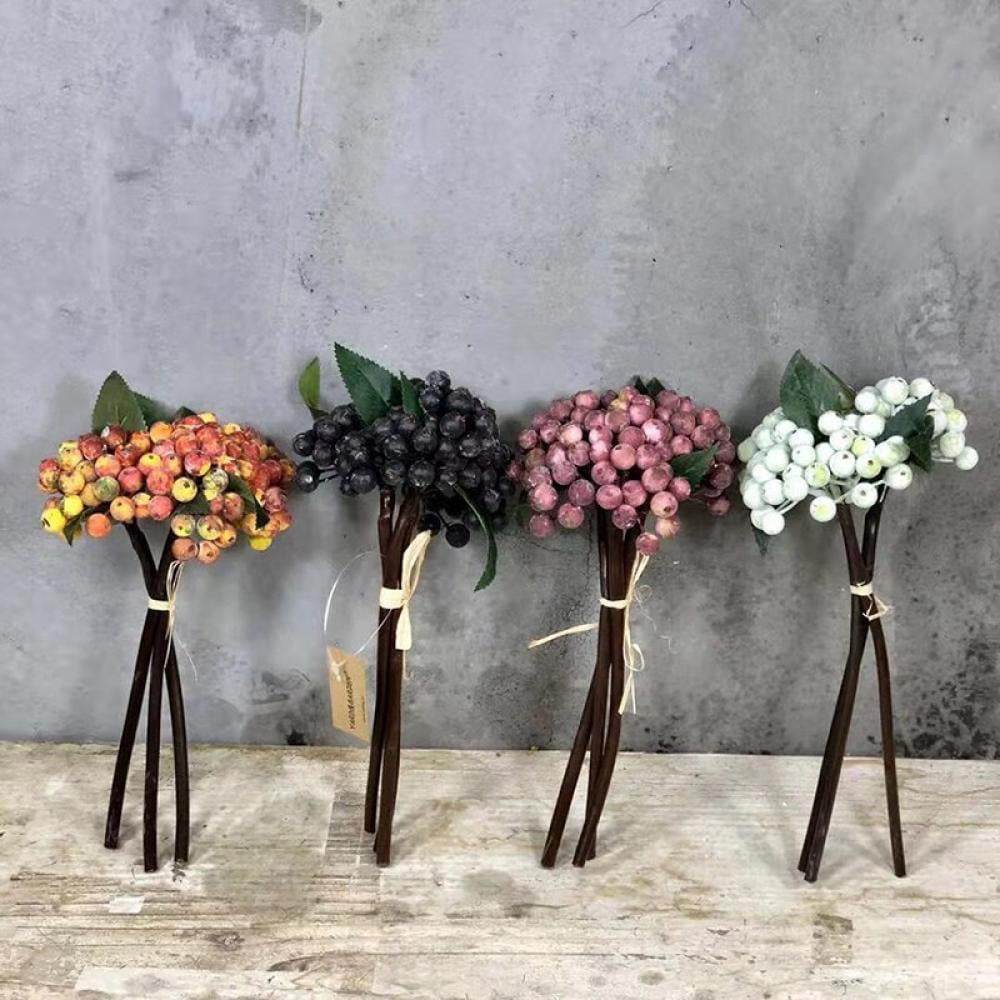for Indoor Decor Yellow and Green Artificial Flowering Berry Sprays 3 Sprays