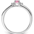 thumbnail image 2 of Sterling Silver Rhodium-Plated Pink Cz & Diamond Birthstone Ring (Size 8) Made In India qbr25oct-8, 2 of 5