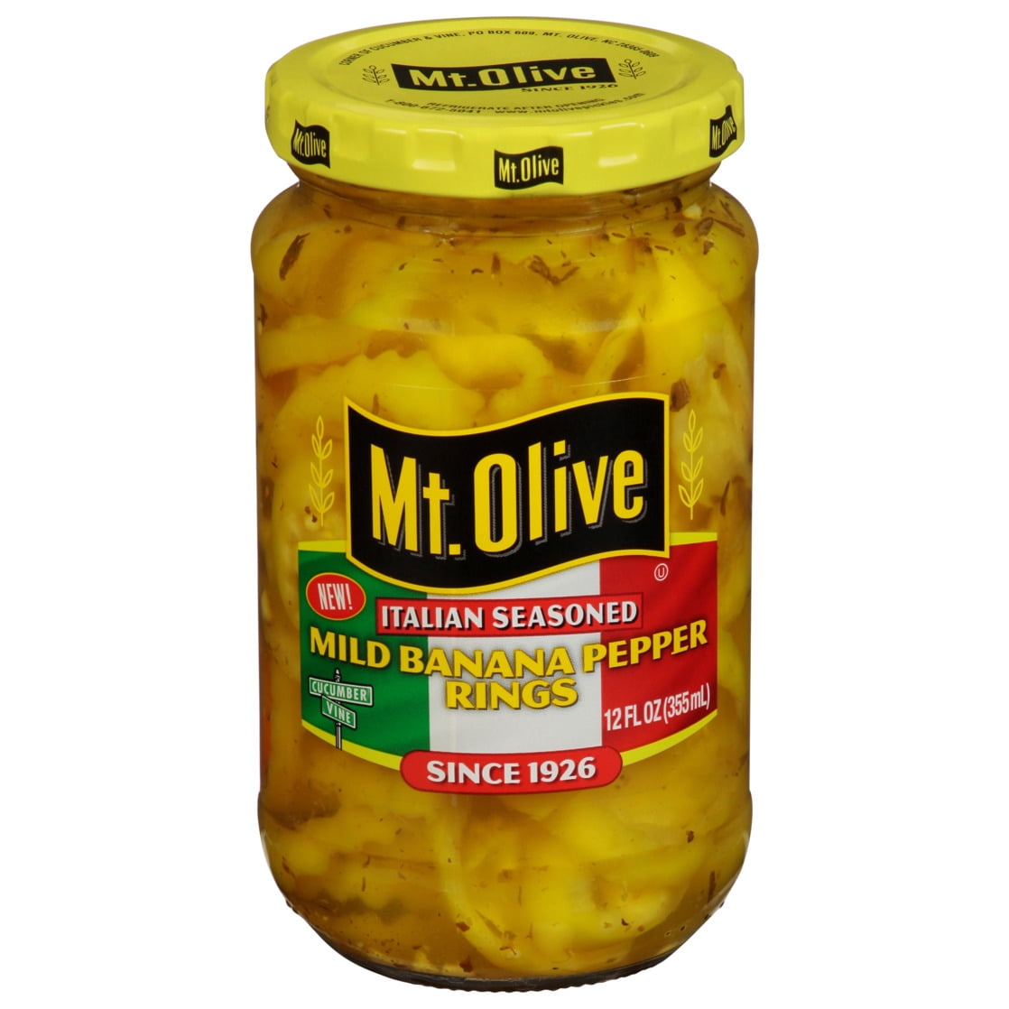 (6 pack) Mt. Olive Italian Seasoned Mild Banana Pepper Rings, 12 fl oz jar