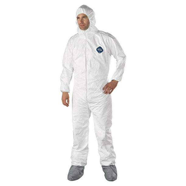 DuPont TY122SL Disposable Elastic Tyvek Coverall Suits, Large, 25Pack