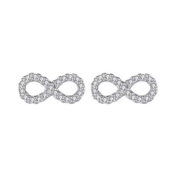 HOOUN S925 Solid Sterling Silver Zirconia Infinity Love Stud Earring Women Lover Gifts