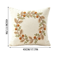 thumbnail image 2 of Fall Leaf Wreath Embroidered Throw Pillow Cover Thanksgiving Sofa Decor, 2 of 5