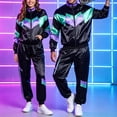 thumbnail image 2 of JFOPQVSM Unisex Disco Tracksuit Jacket and Pants Jogging Outfit Retro Two Piece Set, 2 of 9