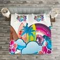 thumbnail image 3 of Ambesonne Summer Quilted Bedspread Set 3 Pcs, Season Hot Beach Vbes, King Size, Multicolor, 3 of 3