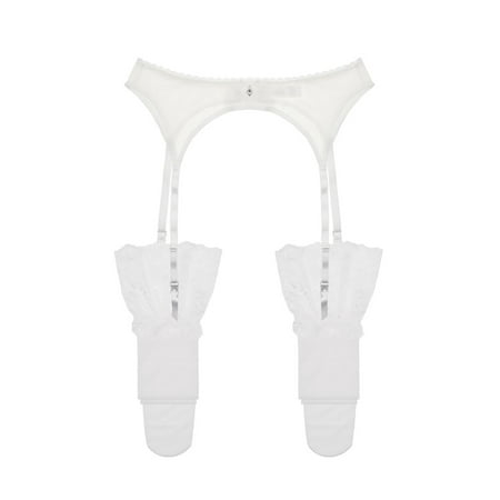 

Varsbaby Women s See Through Lace Garter Belt with Stockings