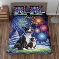 thumbnail image 2 of Happy New Year Boston Terrier Family Cheer Winter Midnight Firework Quilt Bedding Set Gentleman Dog Lover Gifts 1 Blanket Bed Cover 2 Pillowcases - 02025, 2 of 5