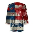 thumbnail image 3 of Feancey Women 3/4 Sleeve Tops American Flag Distressed Print Shirts Lace V Neck Casual Plus Size Blouses 2025 Memorial Day Patriotic Shirt Clearance Sales,Red,S, 3 of 5