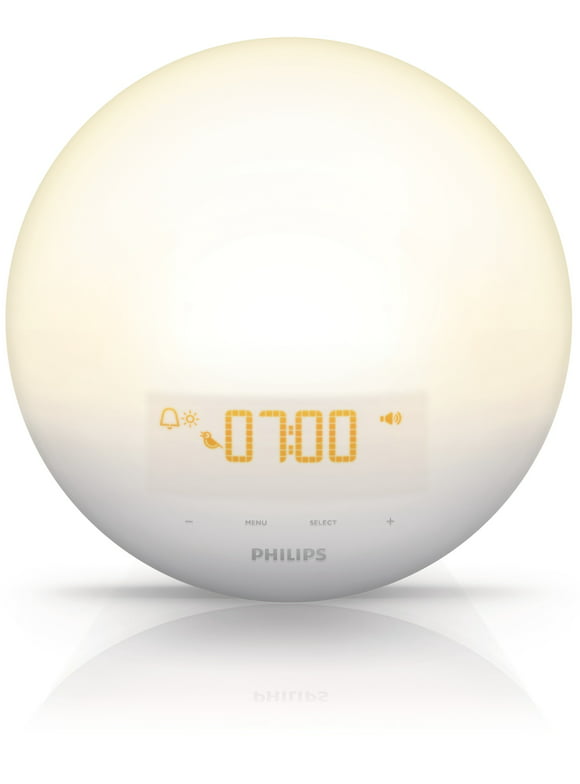 Philips Wake-Up Light Therapy with Sunrise Simulation Alarm Clock and Sunset Fading Night Light, White, HF3510/60