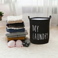 thumbnail image 5 of Xuniizn Laundry Basket, Collapsible Laundry Hamper & Large Storage Bin - Foldable Laundry Baskets with Handles, Space-Saving Laundry Hamper for Home, Dorm, Office, 60%Cotton, 40%Linen, Black, 5 of 8