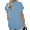 thumbnail image 4 of Women's Short Sleeve Chiffon Blouses for Office Work Business Attire Collared Shirts, 4 of 7
