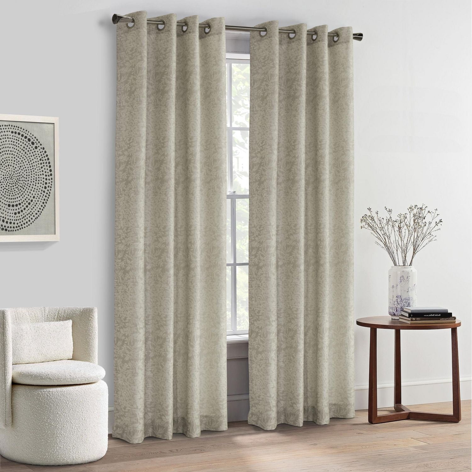 Loft Living Meera Textured Light Filtering Grommet Single Curtain Panel 52" x 95" in Silver